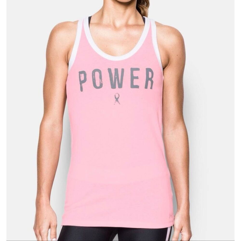 Under Armour Power In Pink Fearless Tank Top Shirt NWT Crossfit size L